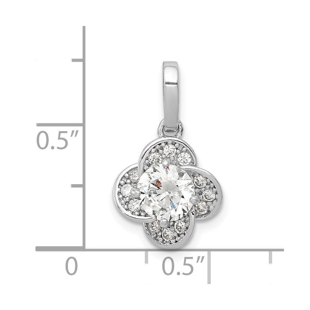10K White Gold Tiara Collection Polished Cz Pendant