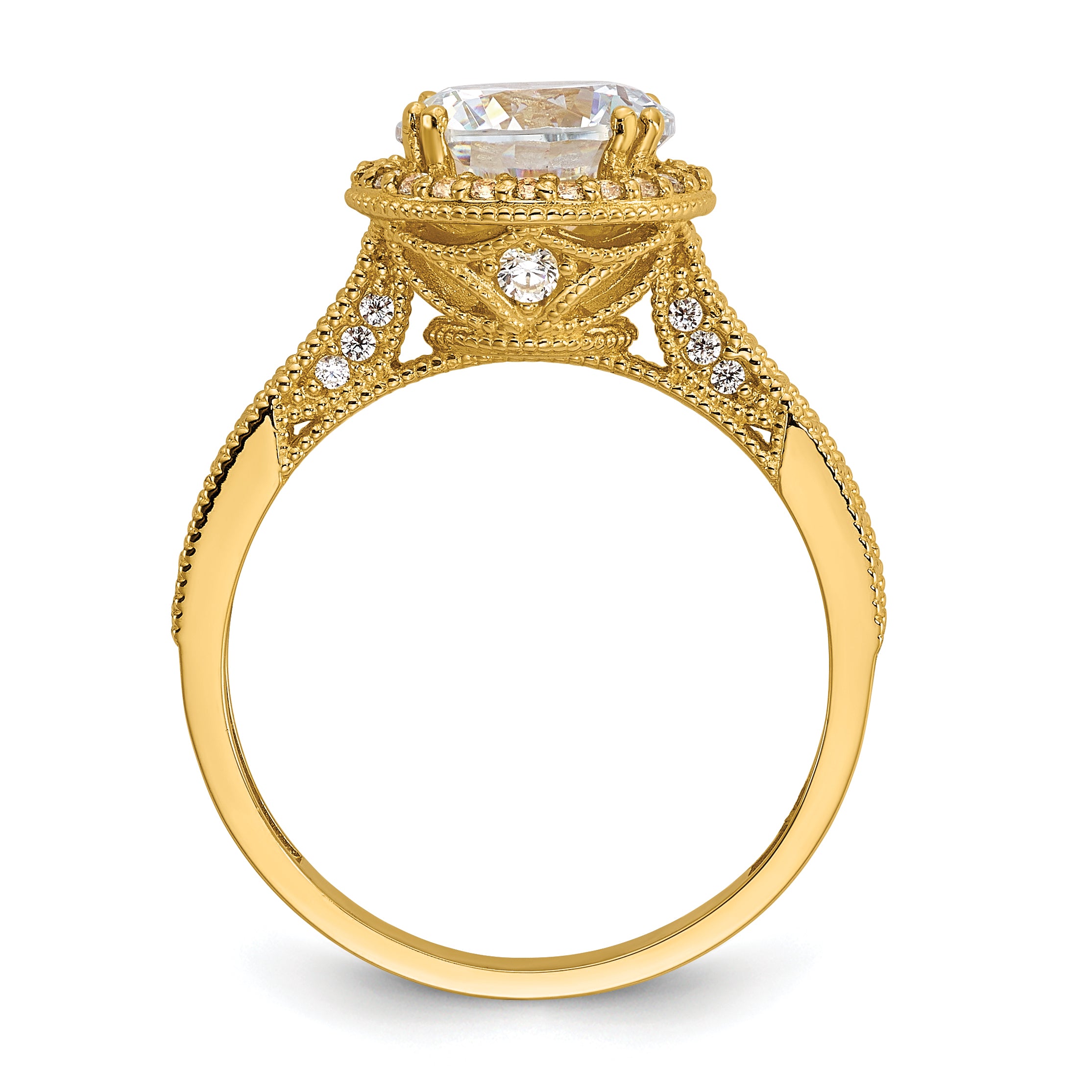 10K Yellow Gold Tiara Collection Polished Cz Ring (Size 7 Only)