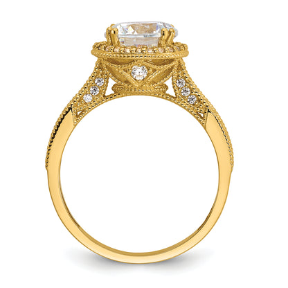 10K Yellow Gold Tiara Collection Polished Cz Ring (Size 7 Only)