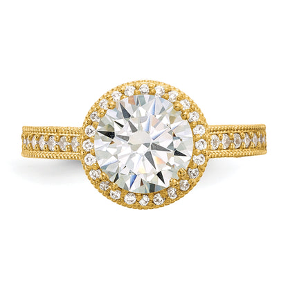 10K Yellow Gold Tiara Collection Polished Cz Ring (Size 7 Only)