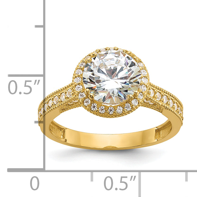 10K Yellow Gold Tiara Collection Polished Cz Ring (Size 7 Only)