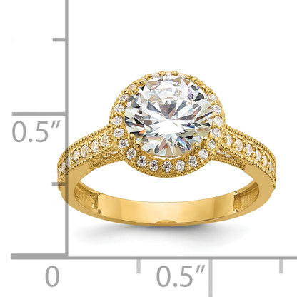 10K Yellow Gold Tiara Collection Polished Cz Ring (Size 7 Only)