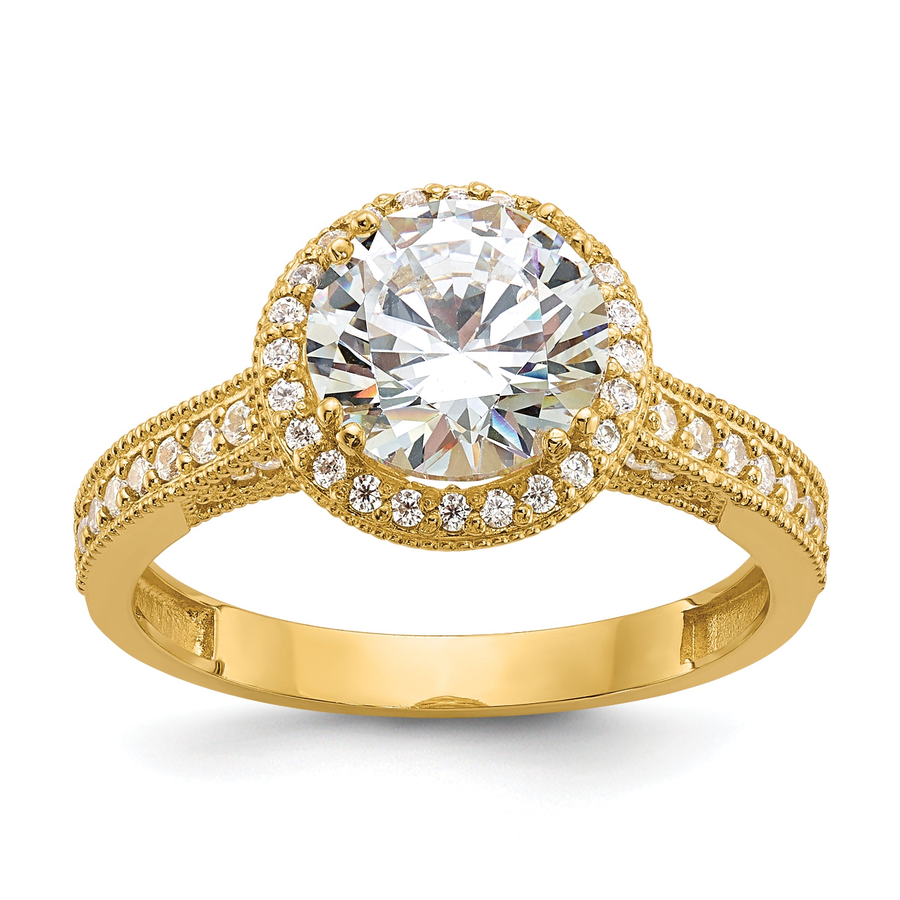 10K Yellow Gold Tiara Collection Polished Cz Ring (Size 7 Only)