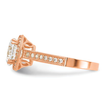 10K Rose Gold Tiara Collection Polished Cz Ring (Size 7 Only)