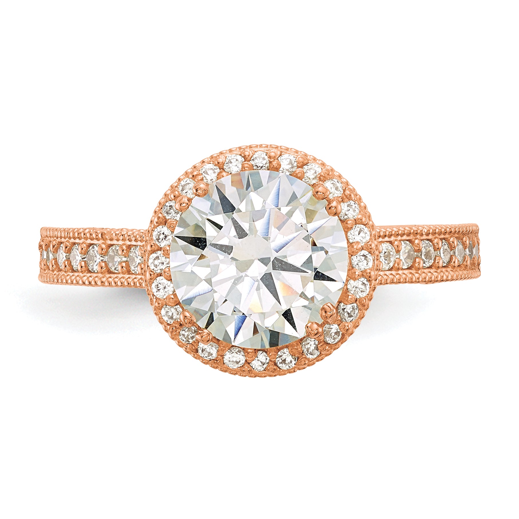 10K Rose Gold Tiara Collection Polished Cz Ring (Size 7 Only)