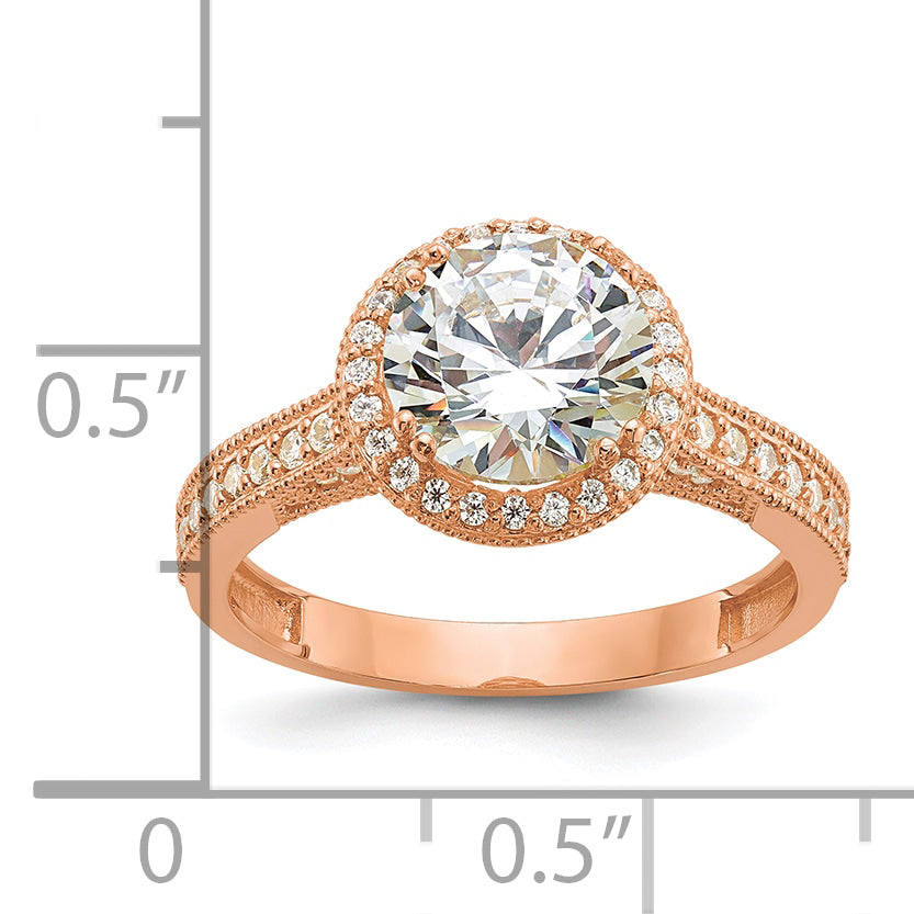 10K Rose Gold Tiara Collection Polished Cz Ring (Size 7 Only)