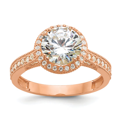 10K Rose Gold Tiara Collection Polished Cz Ring (Size 7 Only)