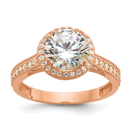 10K Rose Gold Tiara Collection Polished Cz Ring (Size 7 Only)