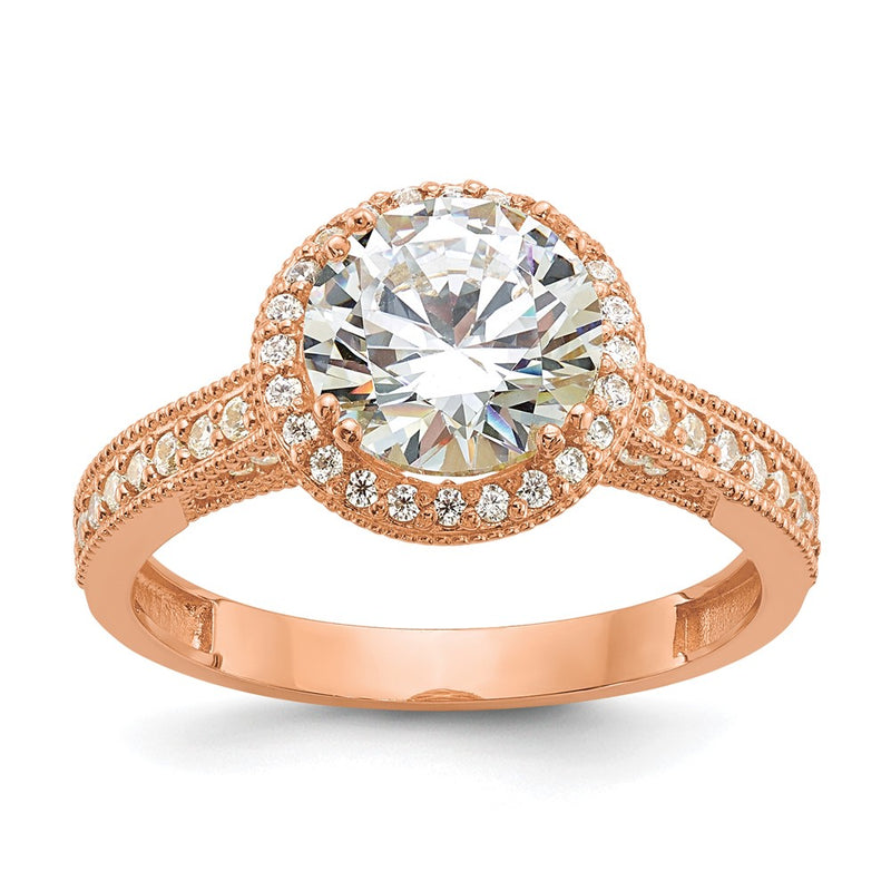 10K Rose Gold Tiara Collection Polished Cz Ring (Size 7 Only)