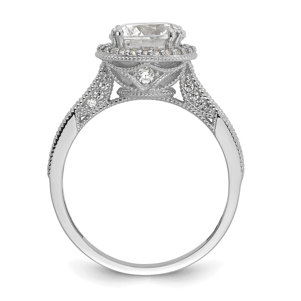 10K White Gold Tiara Collection Polished Cz Ring