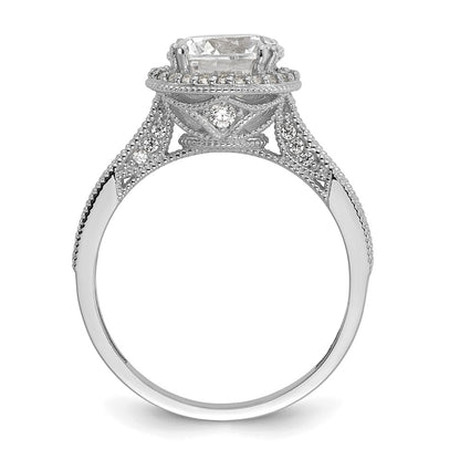 10K White Gold Tiara Collection Polished Cz Ring