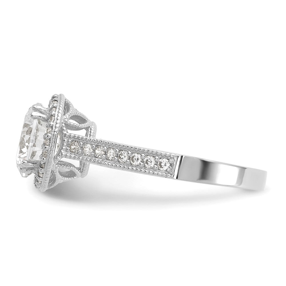 10K White Gold Tiara Collection Polished Cz Ring