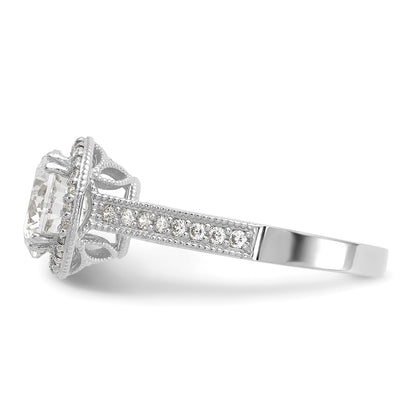 10K White Gold Tiara Collection Polished Cz Ring