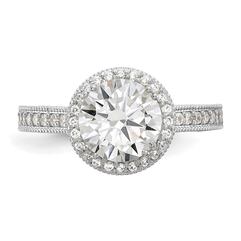10K White Gold Tiara Collection Polished Cz Ring