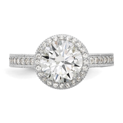 10K White Gold Tiara Collection Polished Cz Ring