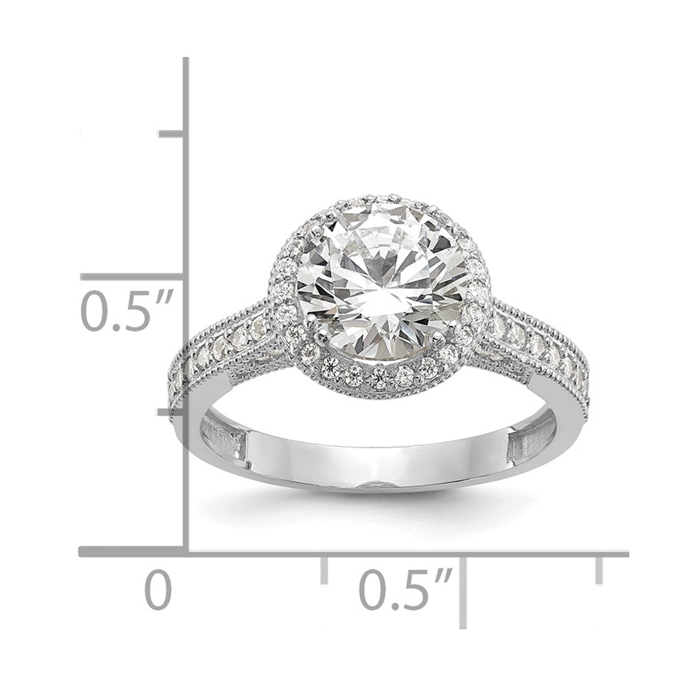 10K White Gold Tiara Collection Polished Cz Ring