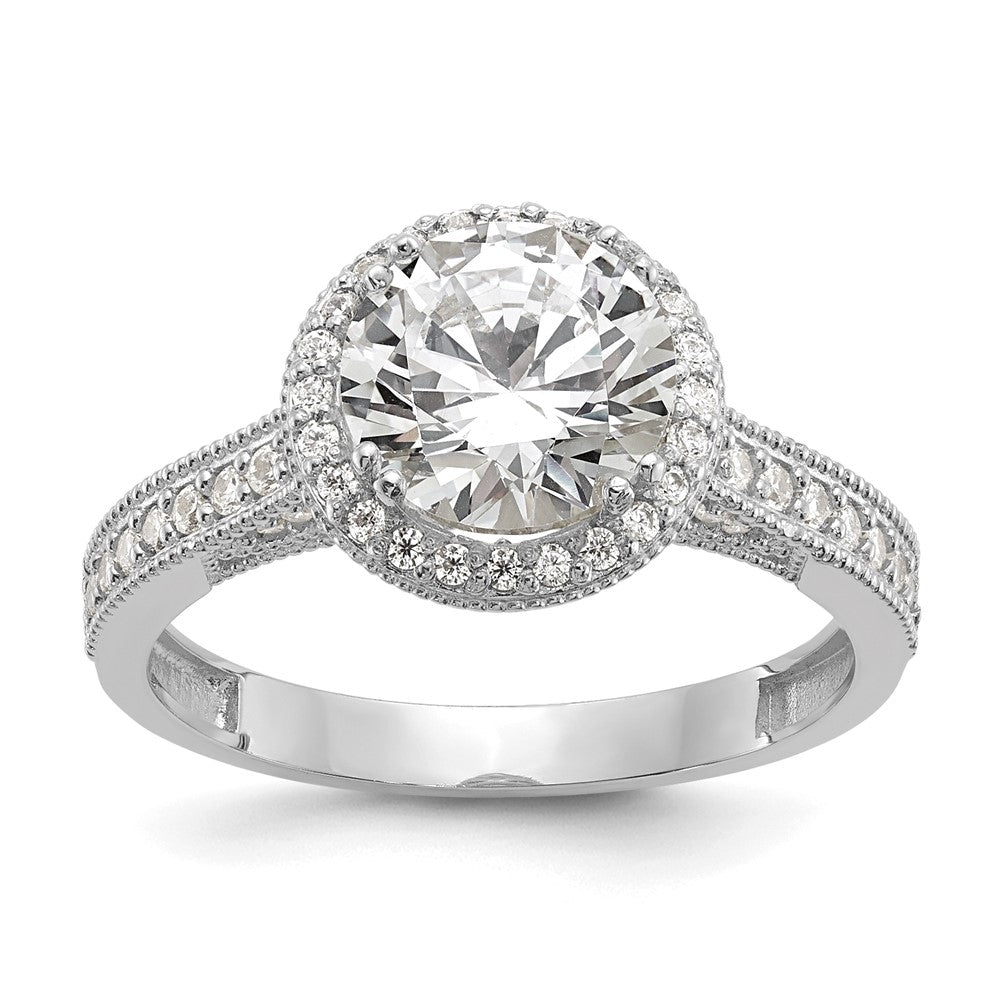 10K White Gold Tiara Collection Polished Cz Ring