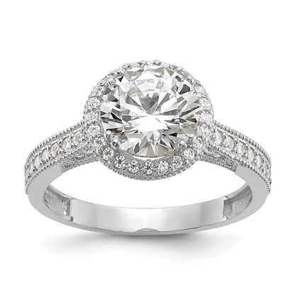 10K White Gold Tiara Collection Polished Cz Ring