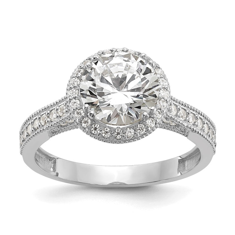 10K White Gold Tiara Collection Polished Cz Ring
