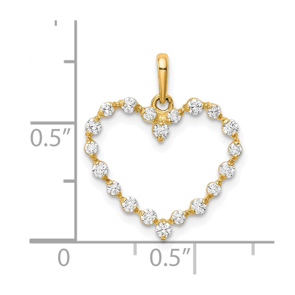 10K Yellow Gold Cz Heart Pendant
