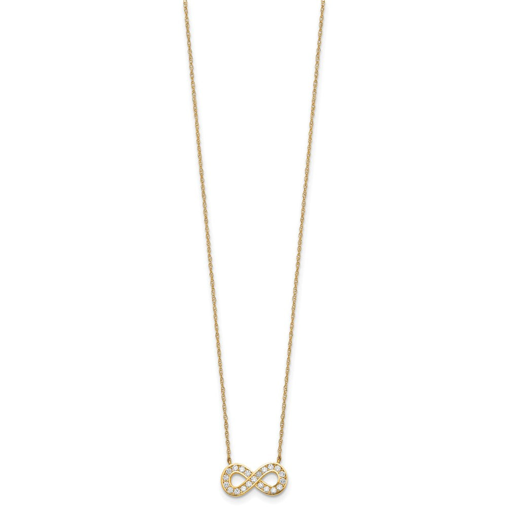10K Yellow Gold 18Inch Polished Cz Infinity Necklace