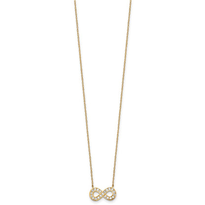 10K Yellow Gold 18Inch Polished Cz Infinity Necklace