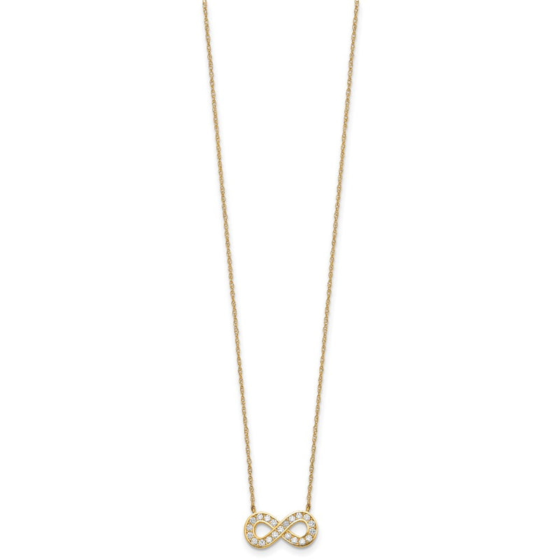10K Yellow Gold 18Inch Polished Cz Infinity Necklace
