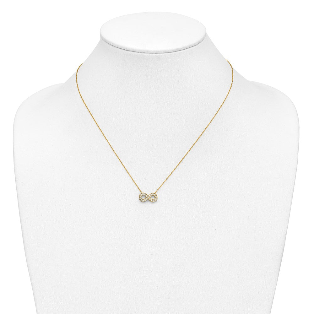 10K Yellow Gold 18Inch Polished Cz Infinity Necklace