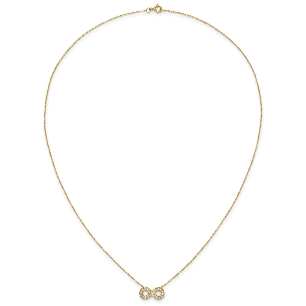 10K Yellow Gold 18Inch Polished Cz Infinity Necklace