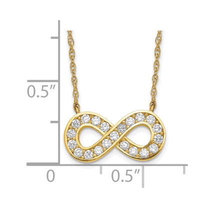10K Yellow Gold 18Inch Polished Cz Infinity Necklace