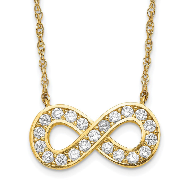 10K Yellow Gold 18Inch Polished Cz Infinity Necklace