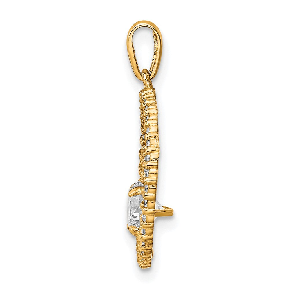 10K Yellow Gold Two Circles Cz Pendant