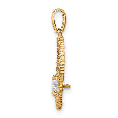 10K Yellow Gold Two Circles Cz Pendant