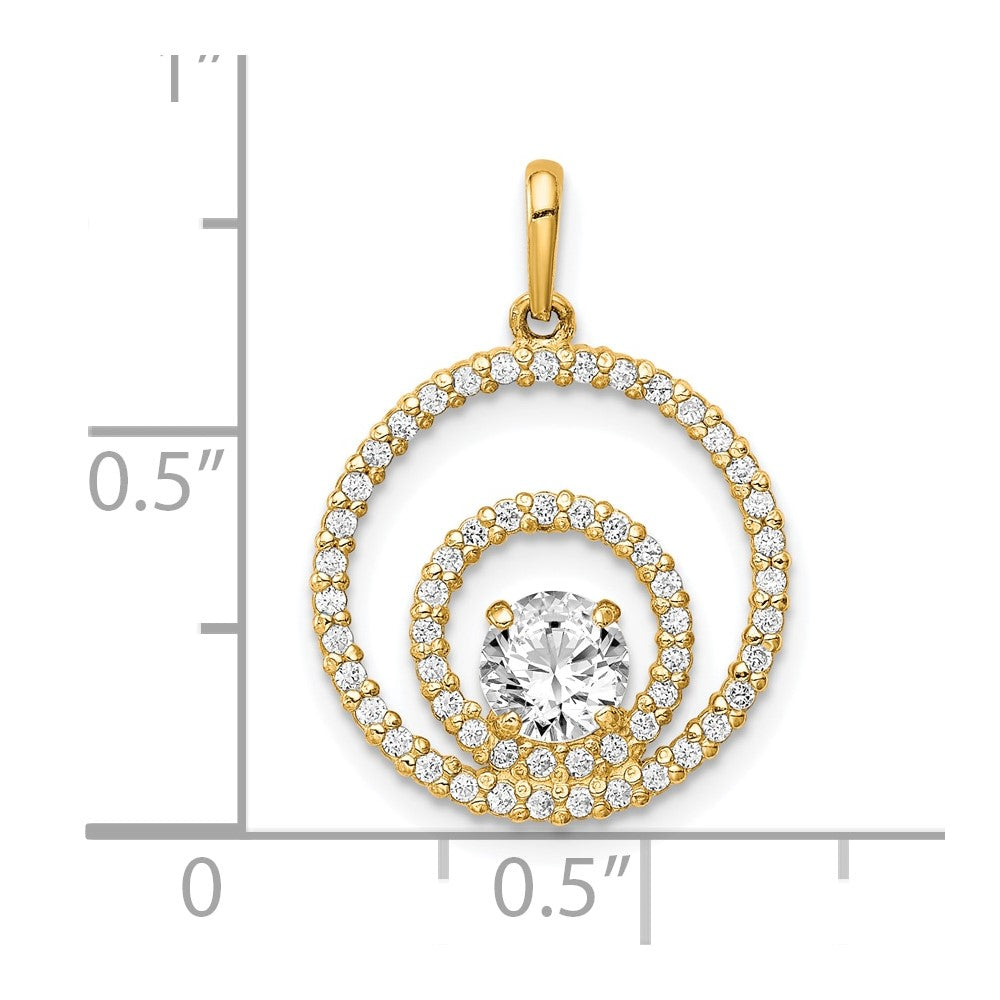 10K Yellow Gold Two Circles Cz Pendant
