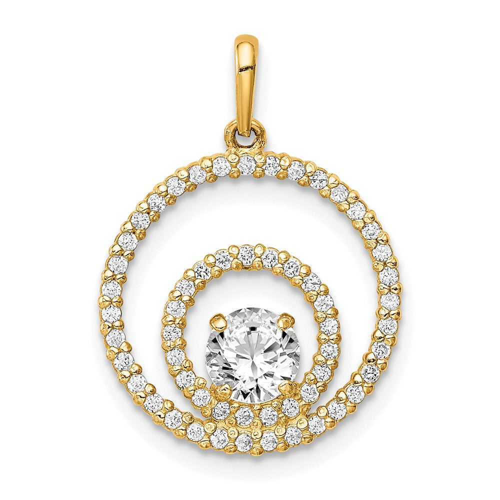 10K Yellow Gold Two Circles Cz Pendant