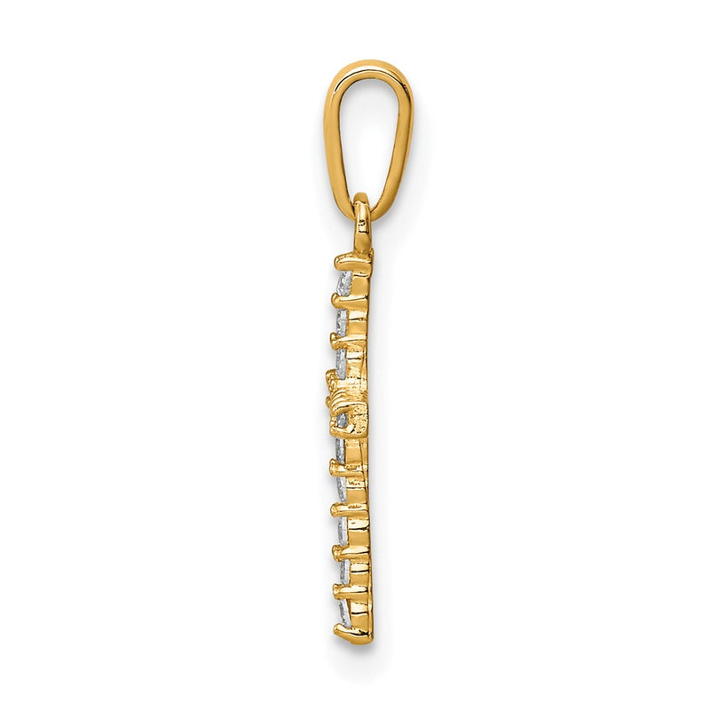 10K Yellow Gold Cz Cross Pendant