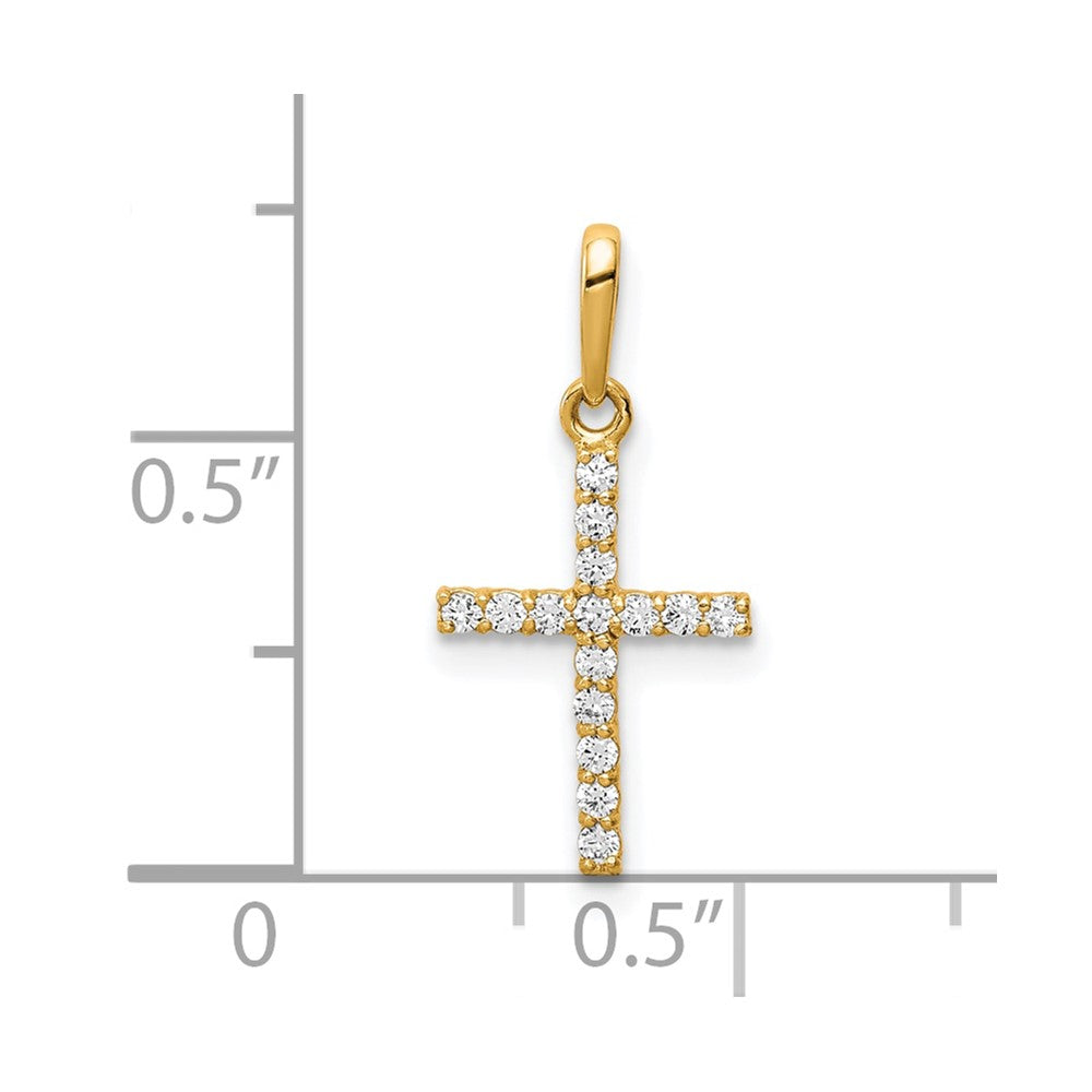 10K Yellow Gold Cz Cross Pendant