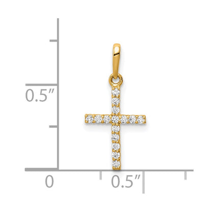 10K Yellow Gold Cz Cross Pendant