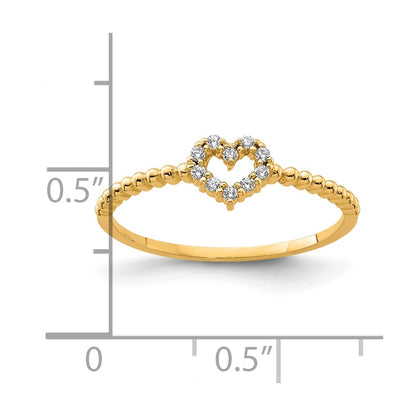 10K Yellow Gold 10K Heart Cz Ring