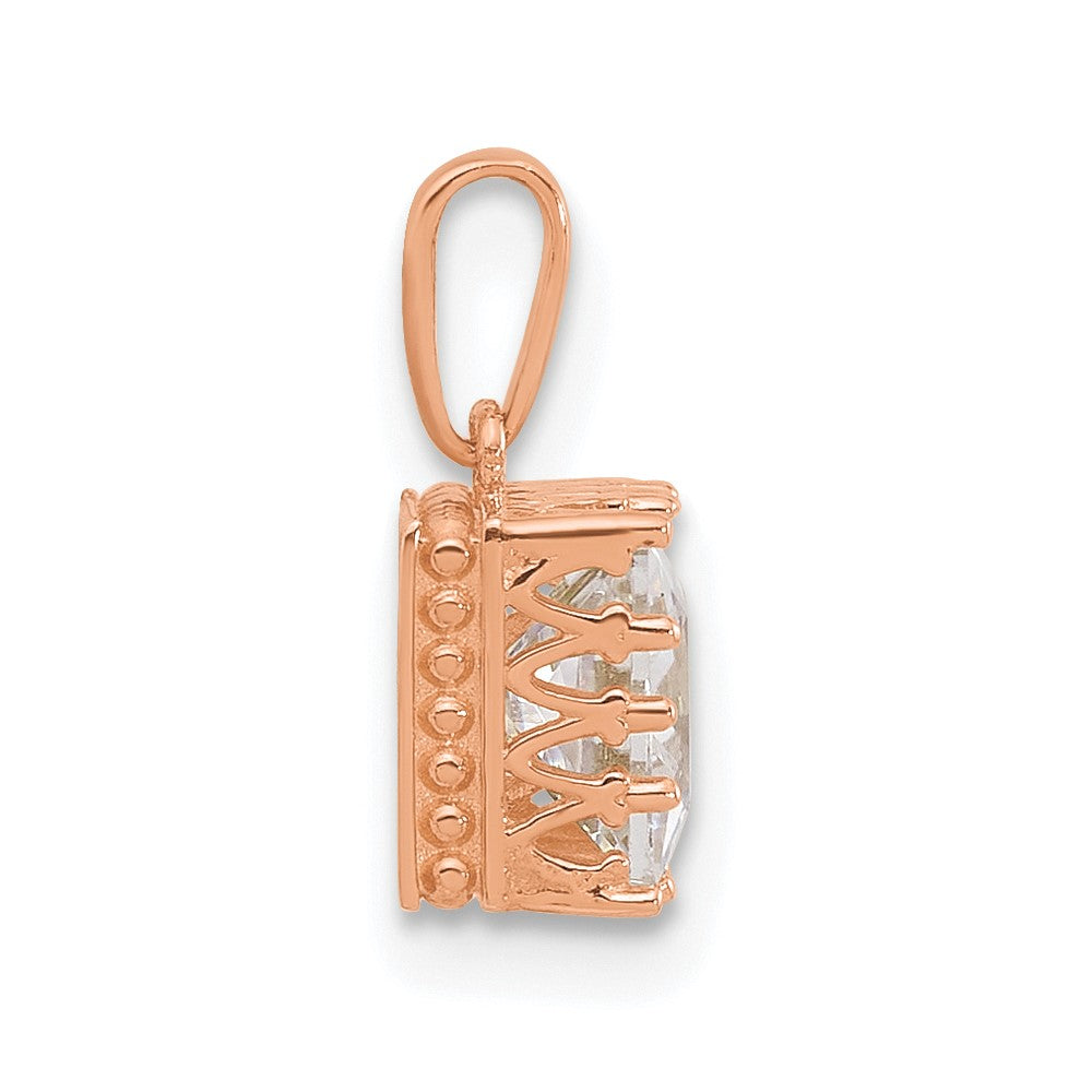 10K Rose Gold Tiara Collection Polished Square Cz Pendant