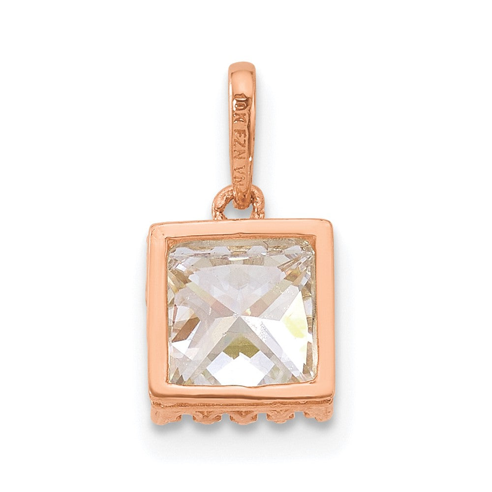 10K Rose Gold Tiara Collection Polished Square Cz Pendant