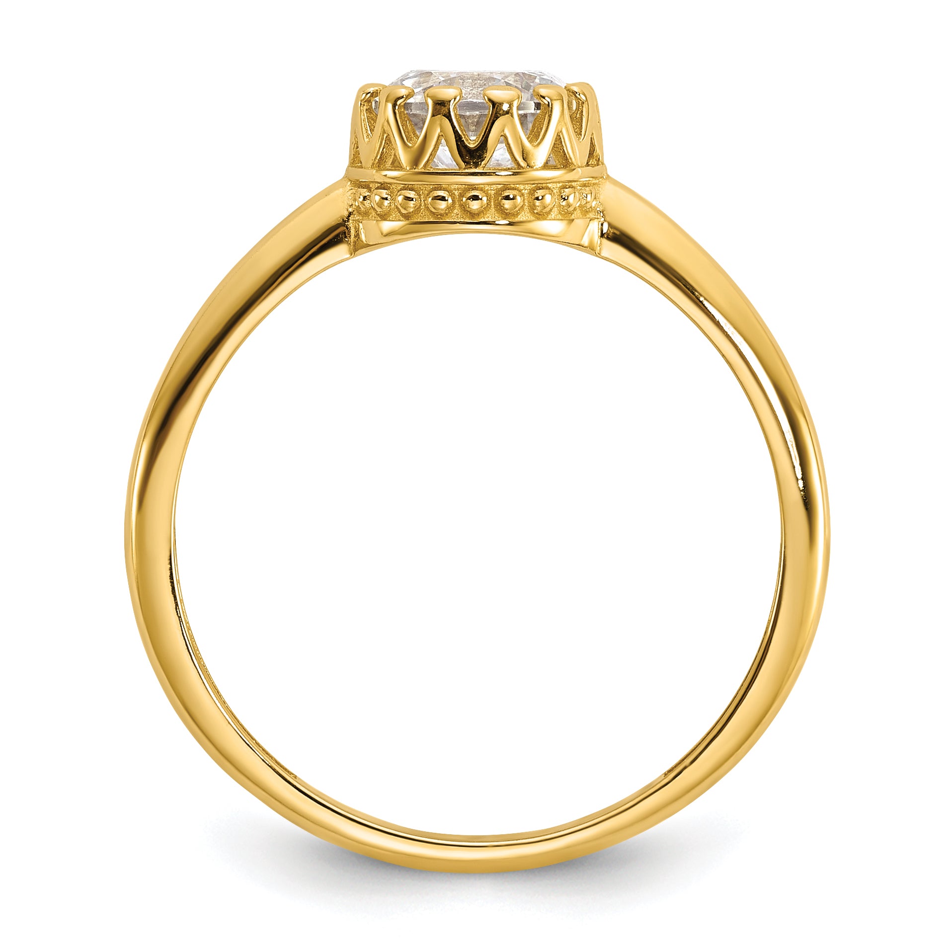 10K Yellow Gold Tiara Collection Polished Cz Ring (Size 7 Only)