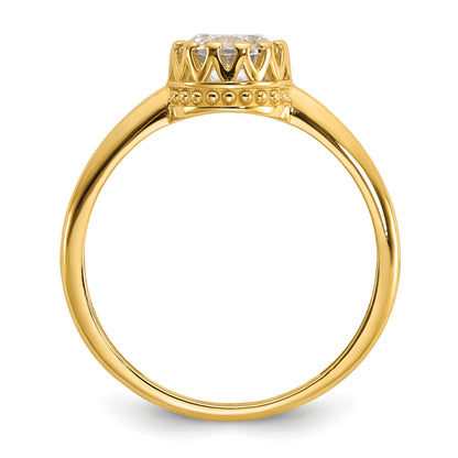 10K Yellow Gold Tiara Collection Polished Cz Ring (Size 7 Only)