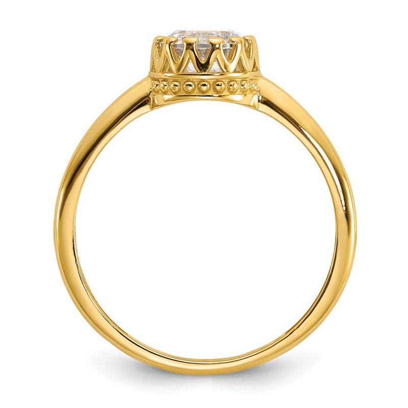 10K Yellow Gold Tiara Collection Polished Cz Ring (Size 7 Only)