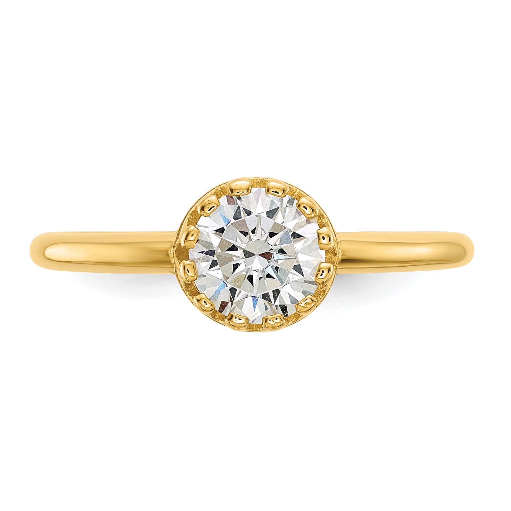 10K Yellow Gold Tiara Collection Polished Cz Ring (Size 7 Only)