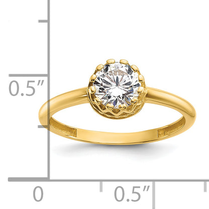 10K Yellow Gold Tiara Collection Polished Cz Ring (Size 7 Only)