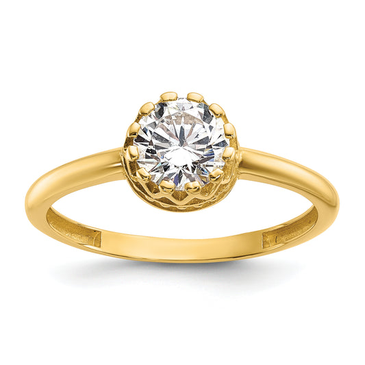 10K Yellow Gold Tiara Collection Polished Cz Ring (Size 7 Only)