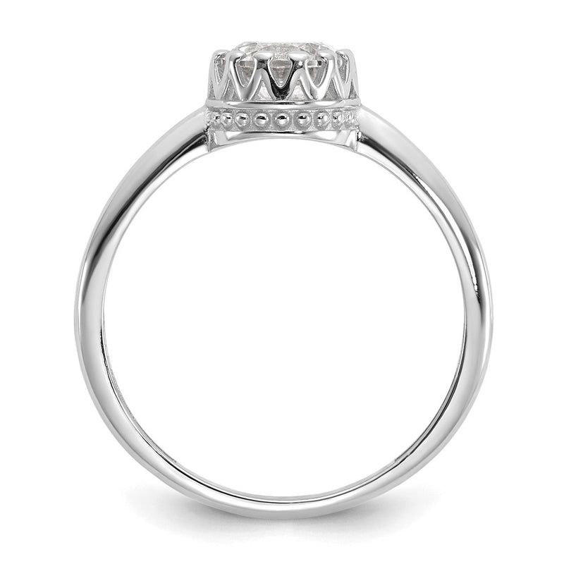 10K White Gold Tiara Collection Polished Cz Ring (Size 7 Only)