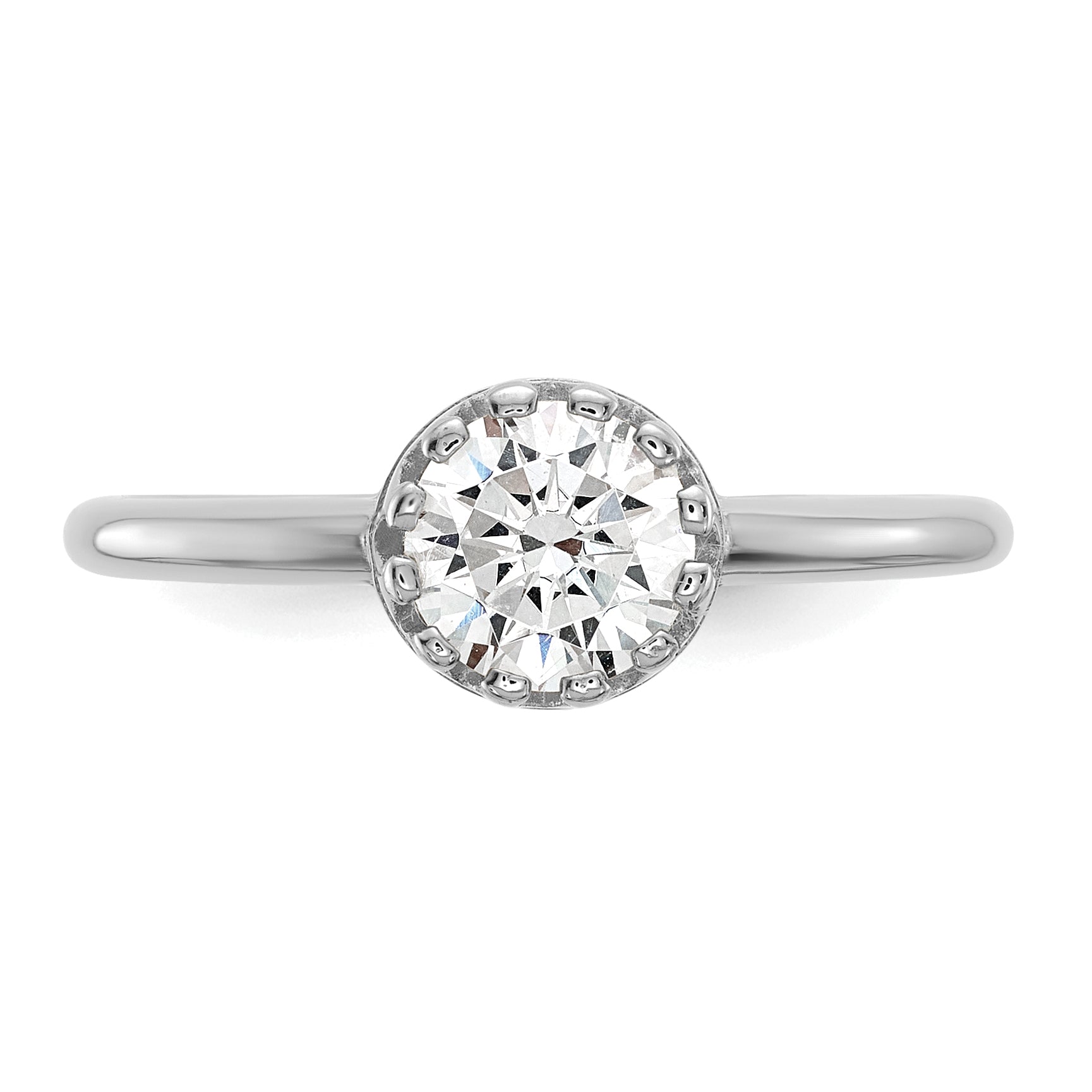 10K White Gold Tiara Collection Polished Cz Ring (Size 7 Only)