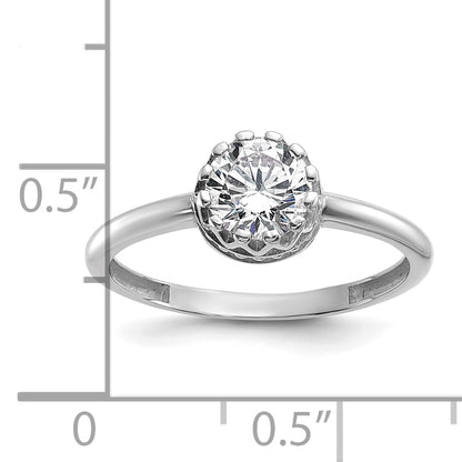 10K White Gold Tiara Collection Polished Cz Ring (Size 7 Only)